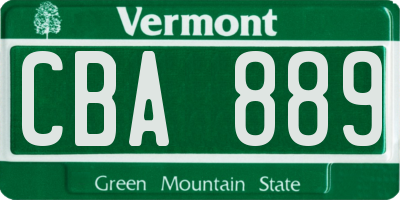 VT license plate CBA889