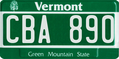 VT license plate CBA890