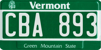 VT license plate CBA893