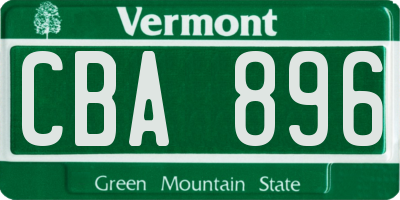 VT license plate CBA896