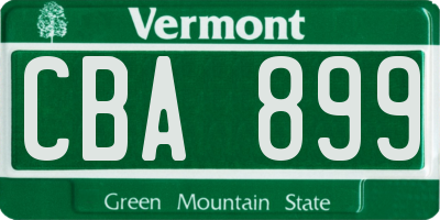 VT license plate CBA899