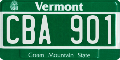 VT license plate CBA901