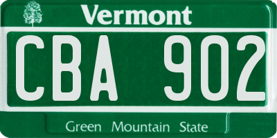 VT license plate CBA902
