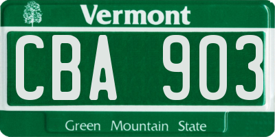 VT license plate CBA903