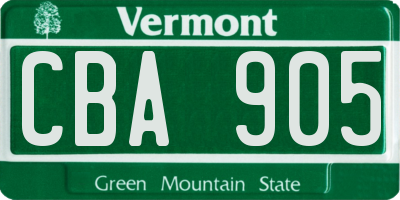 VT license plate CBA905