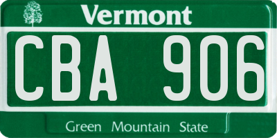 VT license plate CBA906