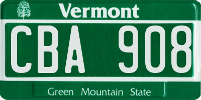 VT license plate CBA908