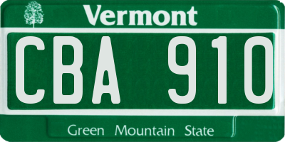 VT license plate CBA910
