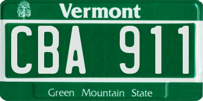 VT license plate CBA911