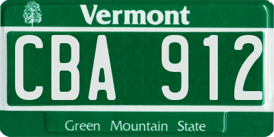 VT license plate CBA912