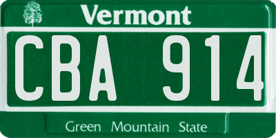 VT license plate CBA914
