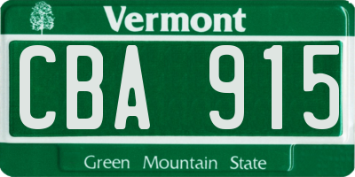 VT license plate CBA915