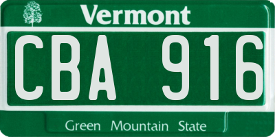 VT license plate CBA916