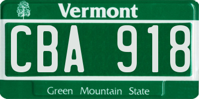 VT license plate CBA918