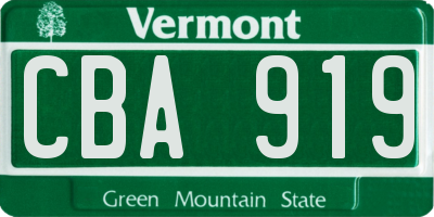 VT license plate CBA919