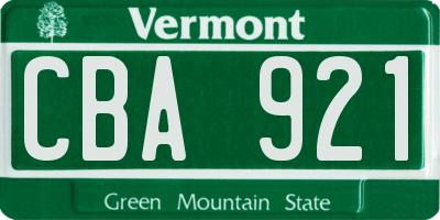 VT license plate CBA921