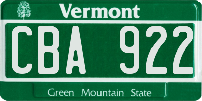 VT license plate CBA922