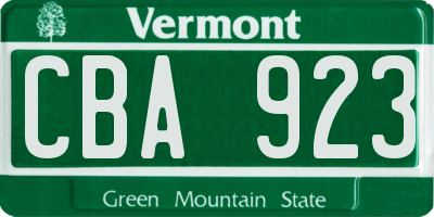 VT license plate CBA923