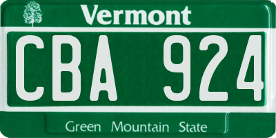 VT license plate CBA924