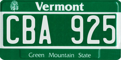 VT license plate CBA925