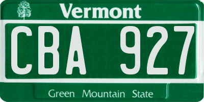 VT license plate CBA927