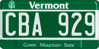 VT license plate CBA929
