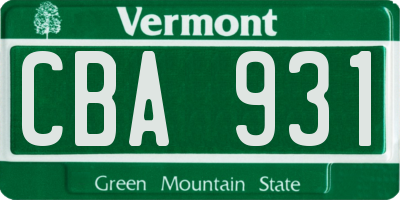 VT license plate CBA931