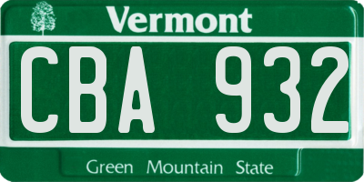 VT license plate CBA932