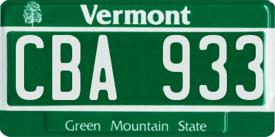 VT license plate CBA933
