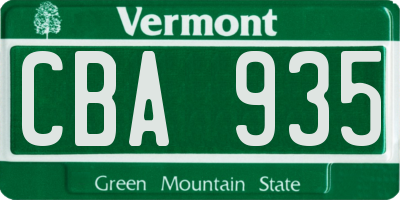 VT license plate CBA935