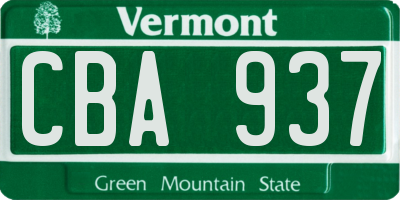 VT license plate CBA937