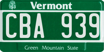 VT license plate CBA939