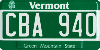 VT license plate CBA940