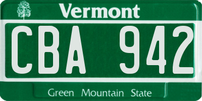 VT license plate CBA942