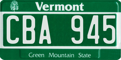 VT license plate CBA945