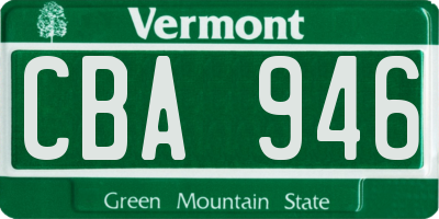 VT license plate CBA946