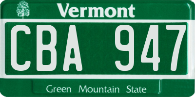 VT license plate CBA947
