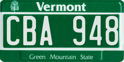 VT license plate CBA948