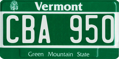 VT license plate CBA950