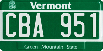 VT license plate CBA951