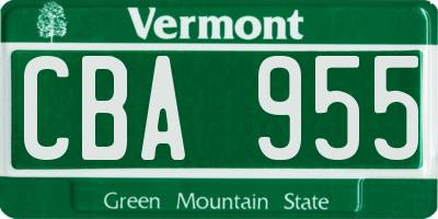VT license plate CBA955