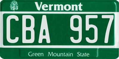 VT license plate CBA957
