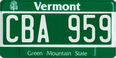 VT license plate CBA959