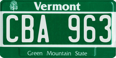 VT license plate CBA963