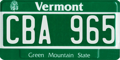 VT license plate CBA965