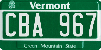 VT license plate CBA967