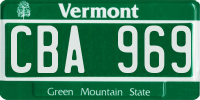 VT license plate CBA969