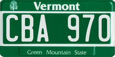 VT license plate CBA970