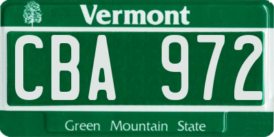 VT license plate CBA972