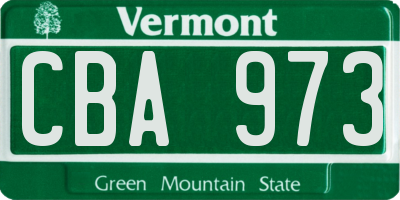VT license plate CBA973